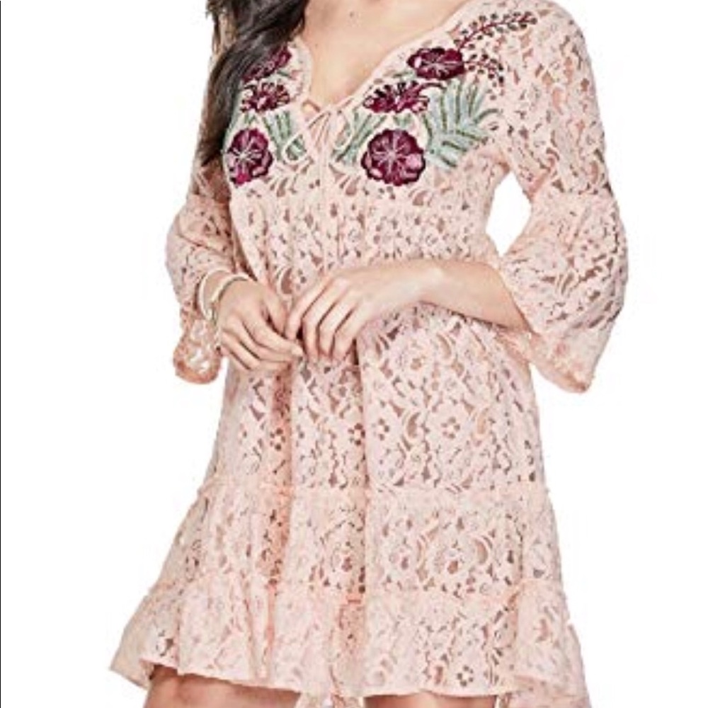 Guess Pink Boho Fairy Lace Dress
